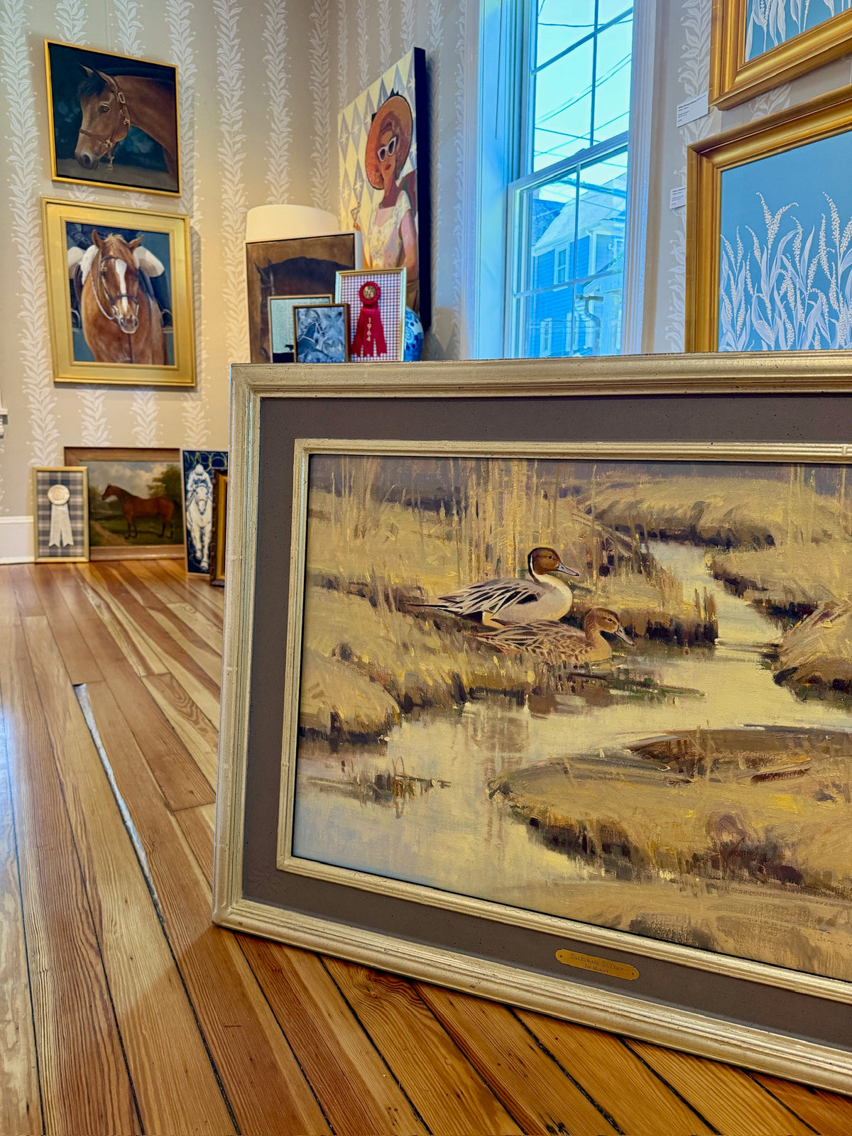 Jim Morgan Saltgrass Sultan Landscape Oil Painting in Silver and Blue Frame
