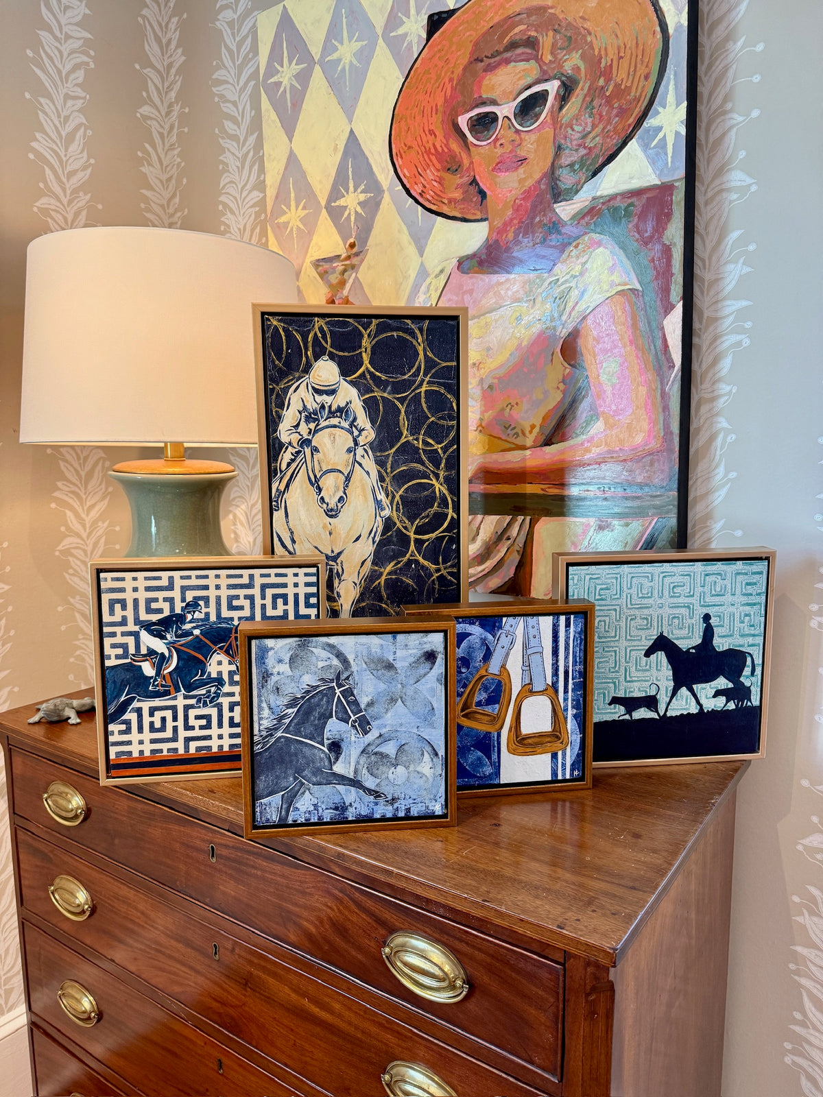 Heather Carey Eyes On Me Horse Portrait Mixed Media in Gold Frame