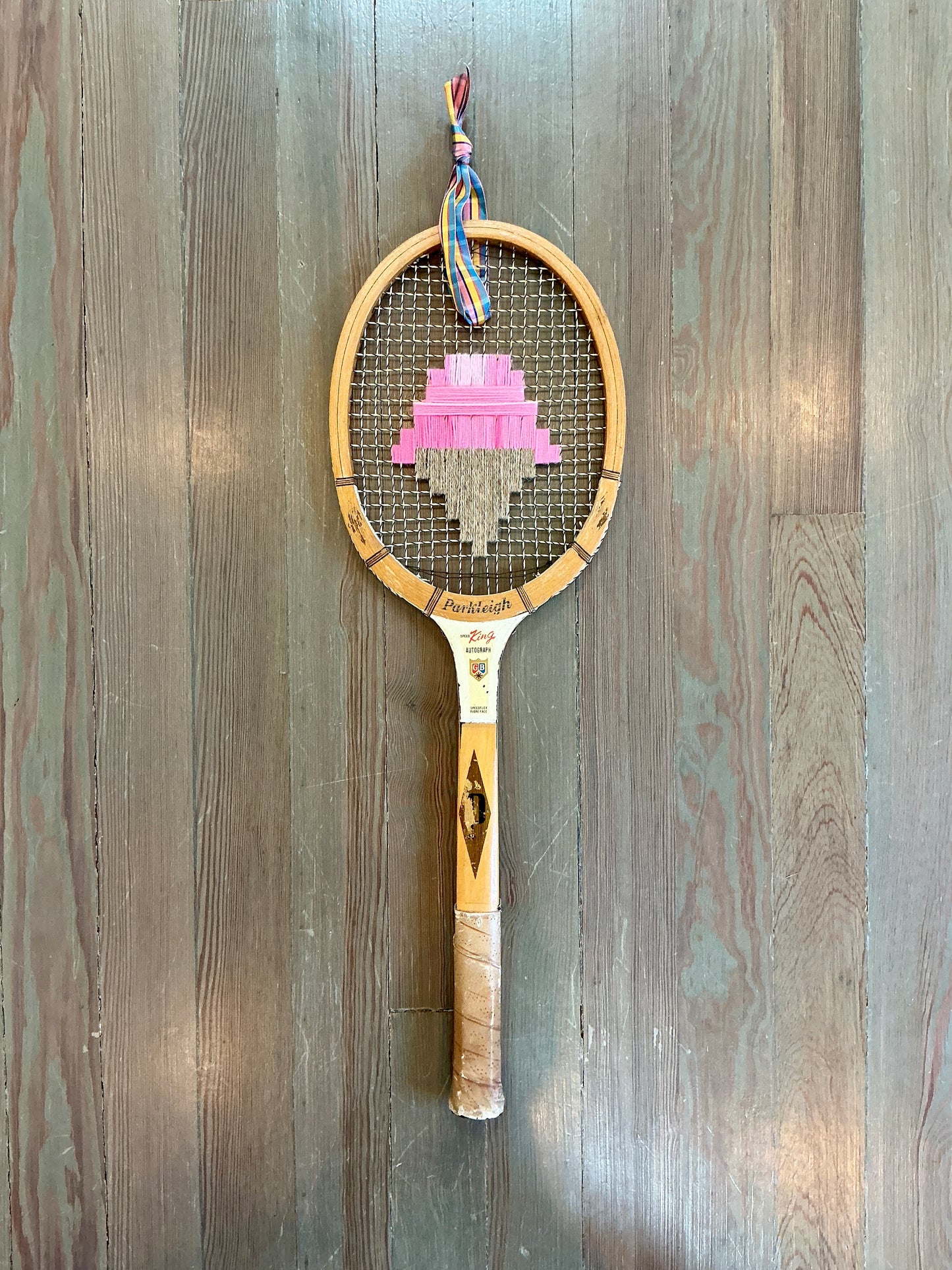 Vintage Embroidered Strawberry Ice Cream Tennis Racket