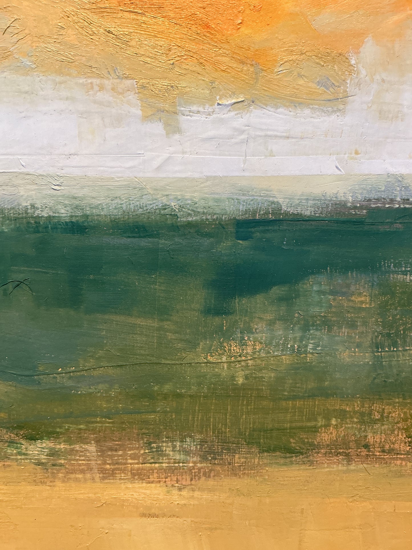 Carol Lesher Golden Hour Coastal Landscape Oil Painting in Natural Wood Frame