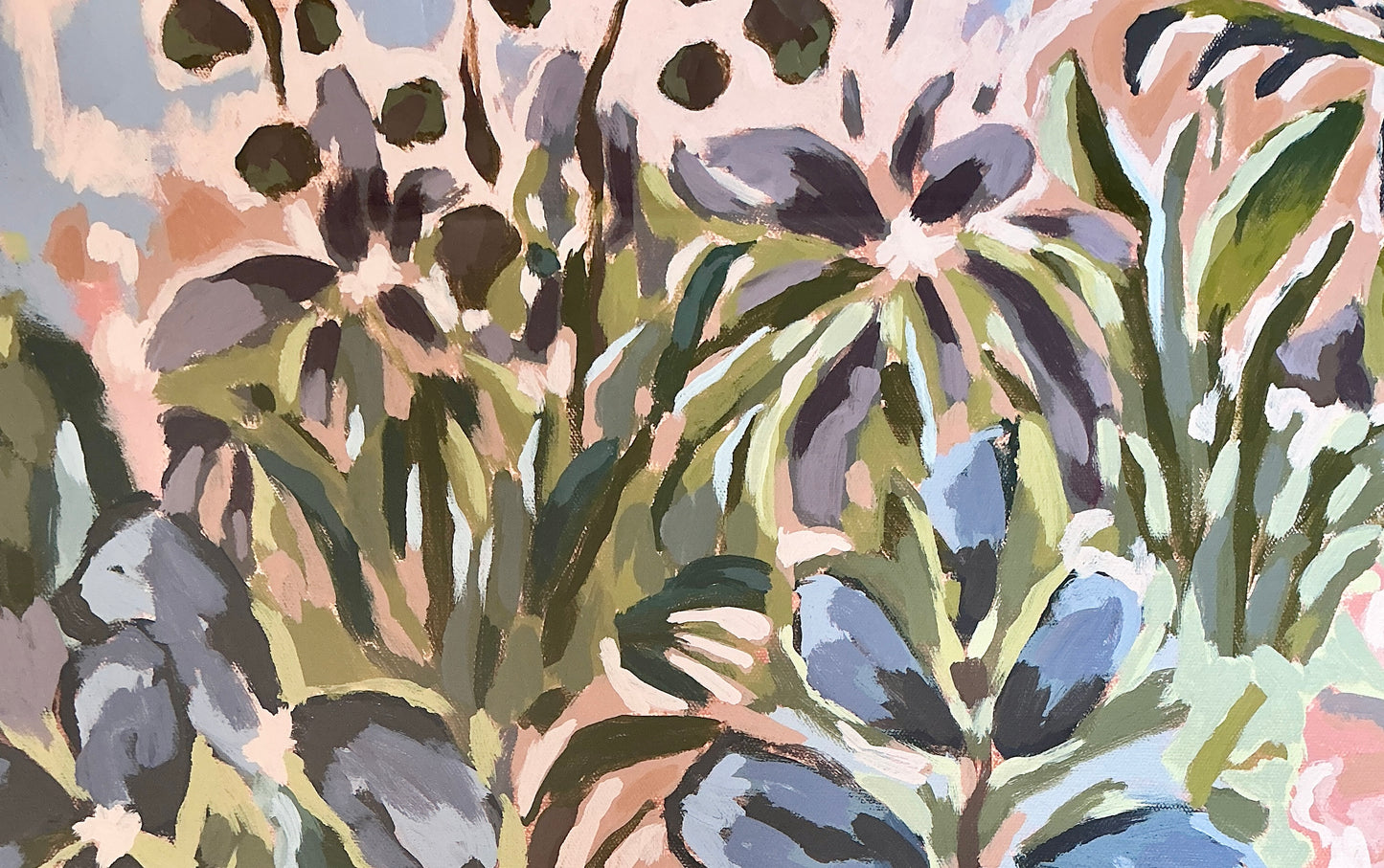 Jessa Butler Getaway Expressionist Botanical Painting in Gold Frame