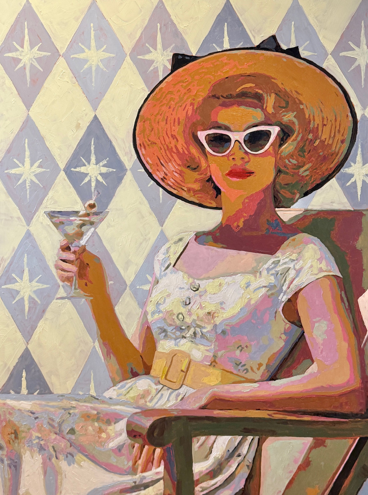 Karen McCool I Never Let My Glass Get Half Empty Because I Am a F'in Optimist Oil Painting