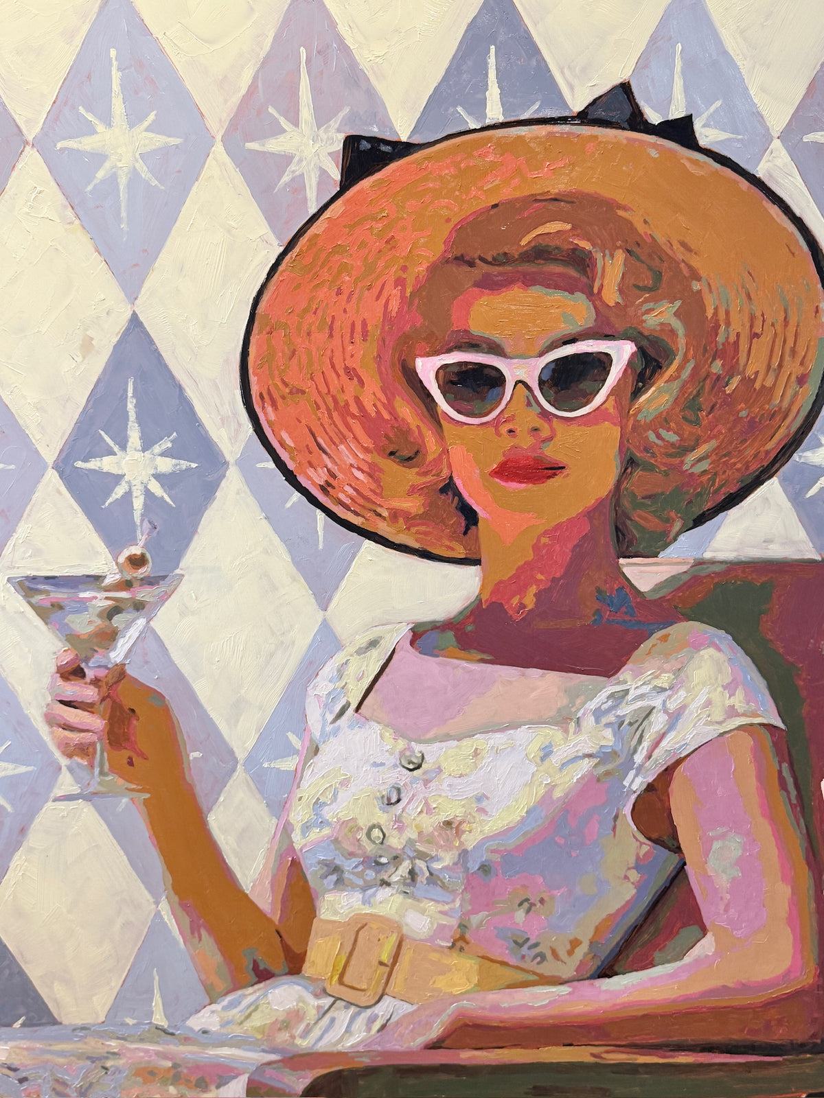 Karen McCool I Never Let My Glass Get Half Empty Because I Am a F'in Optimist Oil Painting