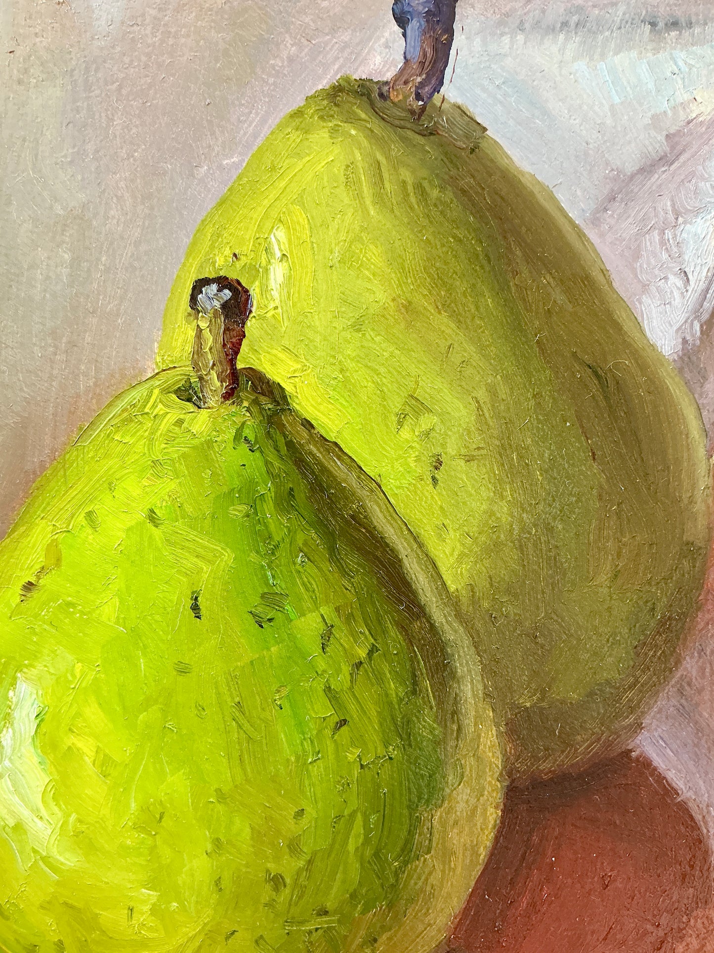 Youqing Wang Pear Trio Still Life Oil Painting in Gold Frame