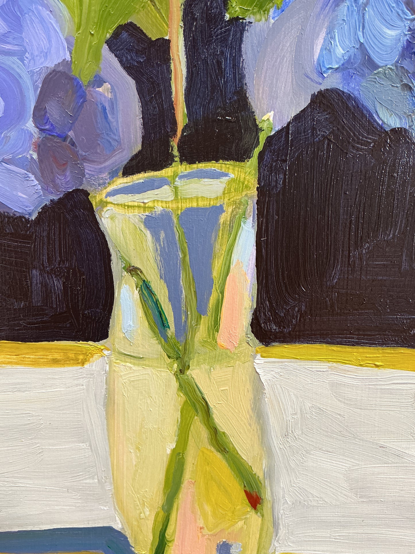 Gretchen McGinnis The Hydrangea Table Still Life Oil Painting in Gold Frame