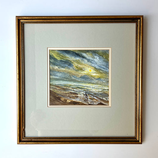 Ken Longcake "Time and Tide" 1993 Abstract Seascape Painting in Gold Frame