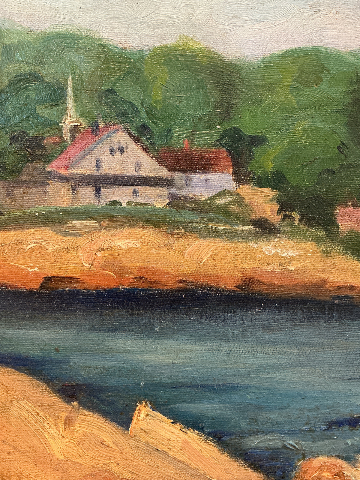 M. Stoddard Rockport, MA Coastal Landscape Oil Painting in Gold Frame