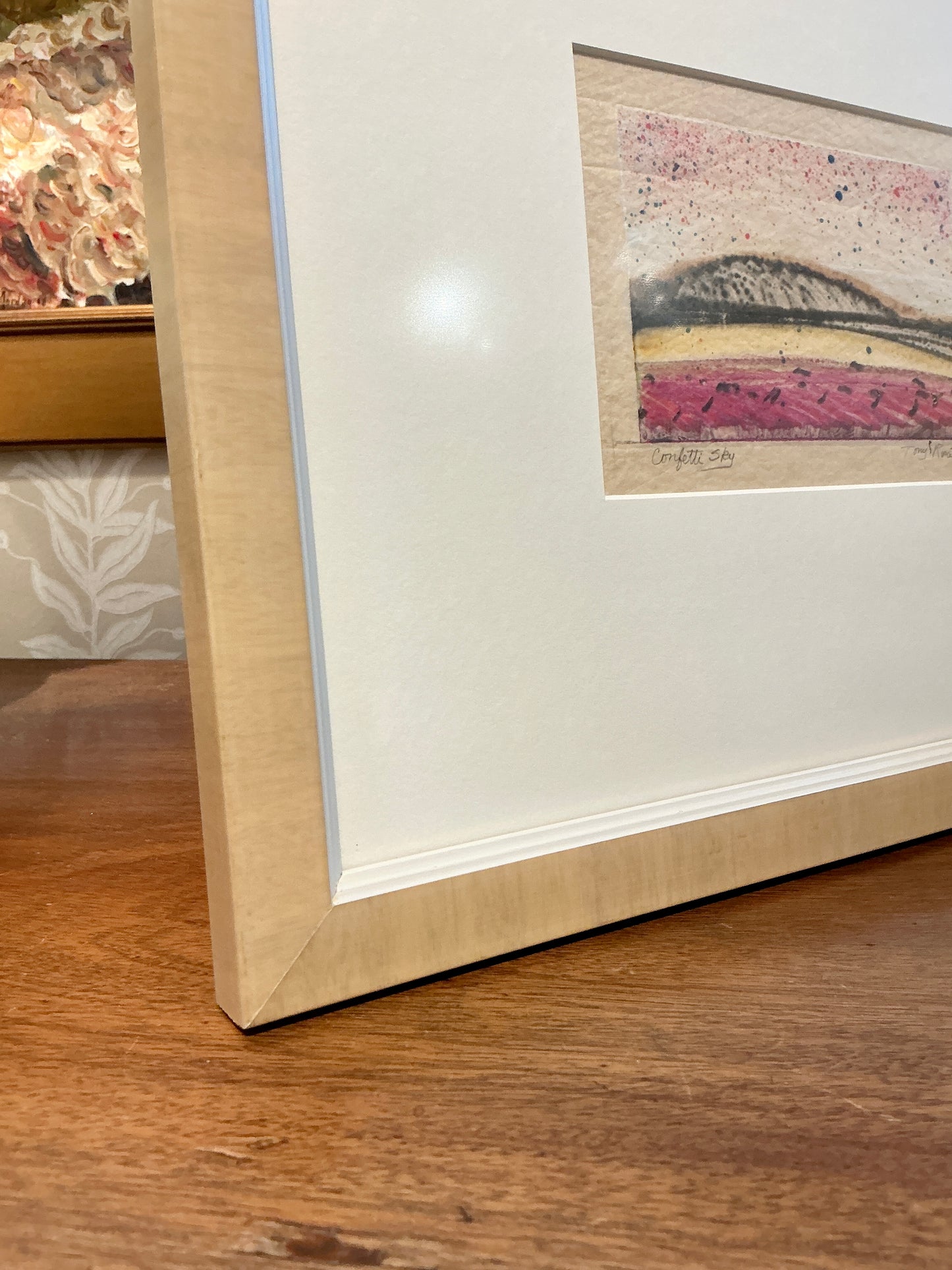 Tony Rosati Confetti Sky Landscape Monotype in Wood Frame
