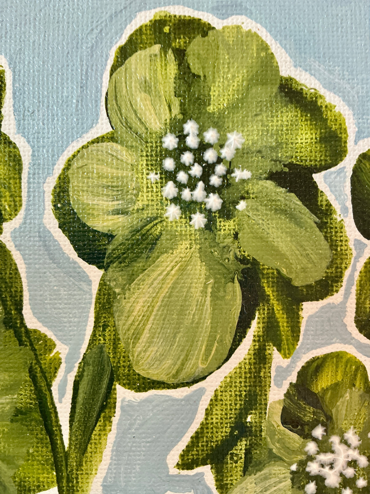 Alison Diamond McElroy Salt Meadow II Abstract Floral Painting in Gold Bamboo Frame