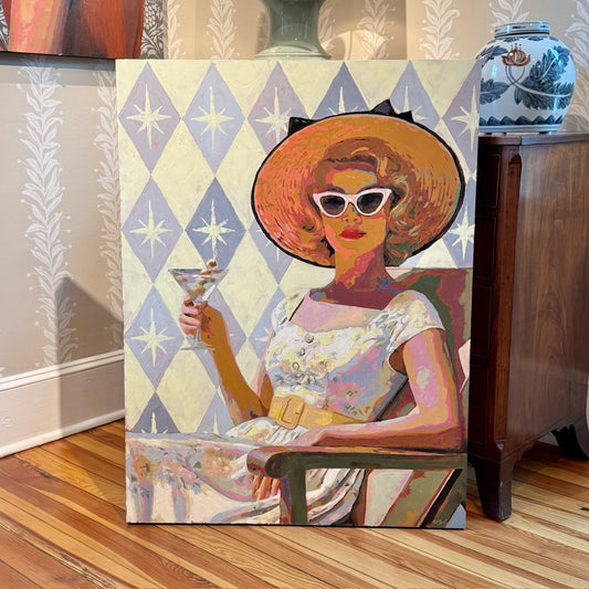Karen McCool I Never Let My Glass Get Half Empty Because I Am a F'in Optimist Oil Painting