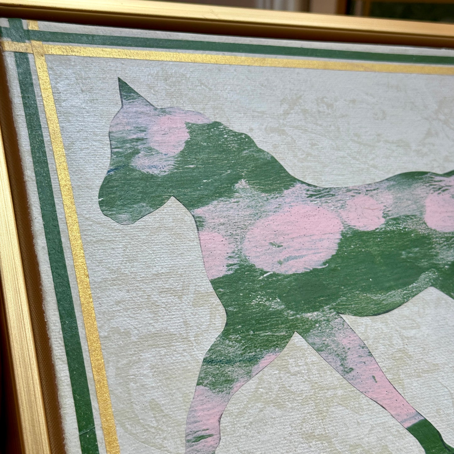 Heather Carey A Fine Fellow Horse Portrait Mixed Media in Gold Floater Frame