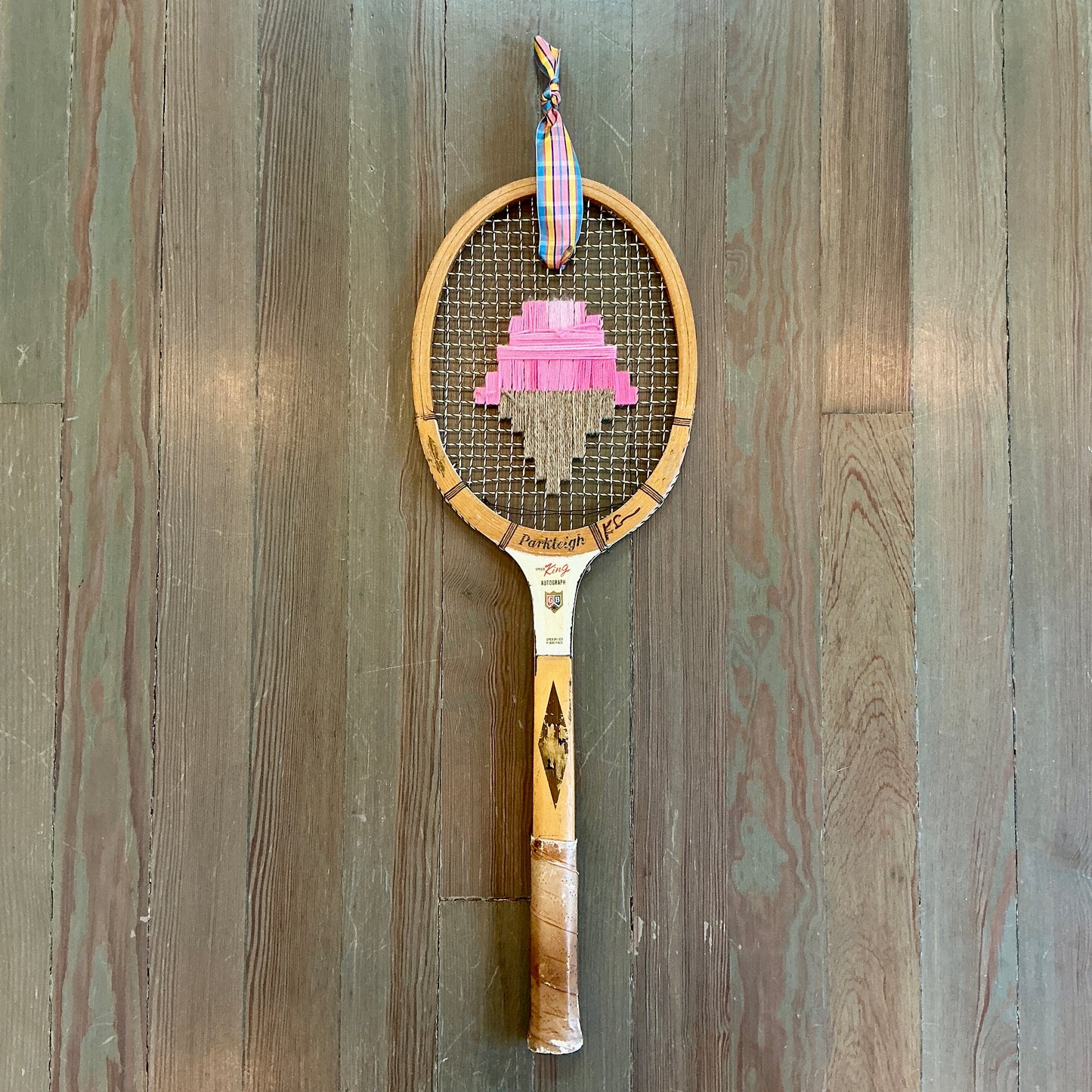 Vintage Embroidered Strawberry Ice Cream Tennis Racket