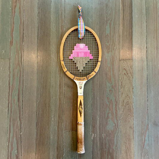 Vintage Embroidered Strawberry Ice Cream Tennis Racket