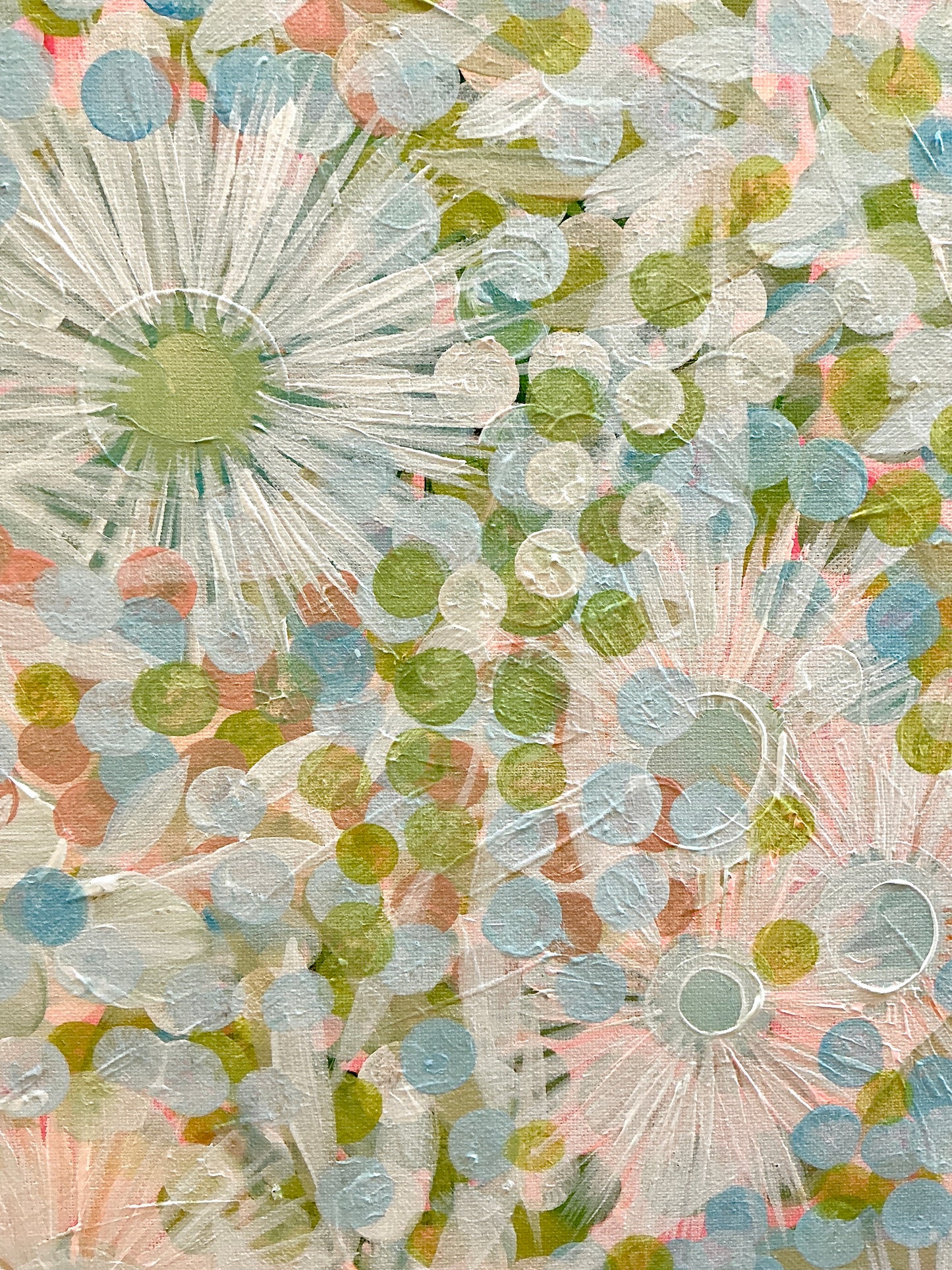 Alison Diamond McElroy Spritz Season Abstract Floral Painting in Gold Bamboo Frame