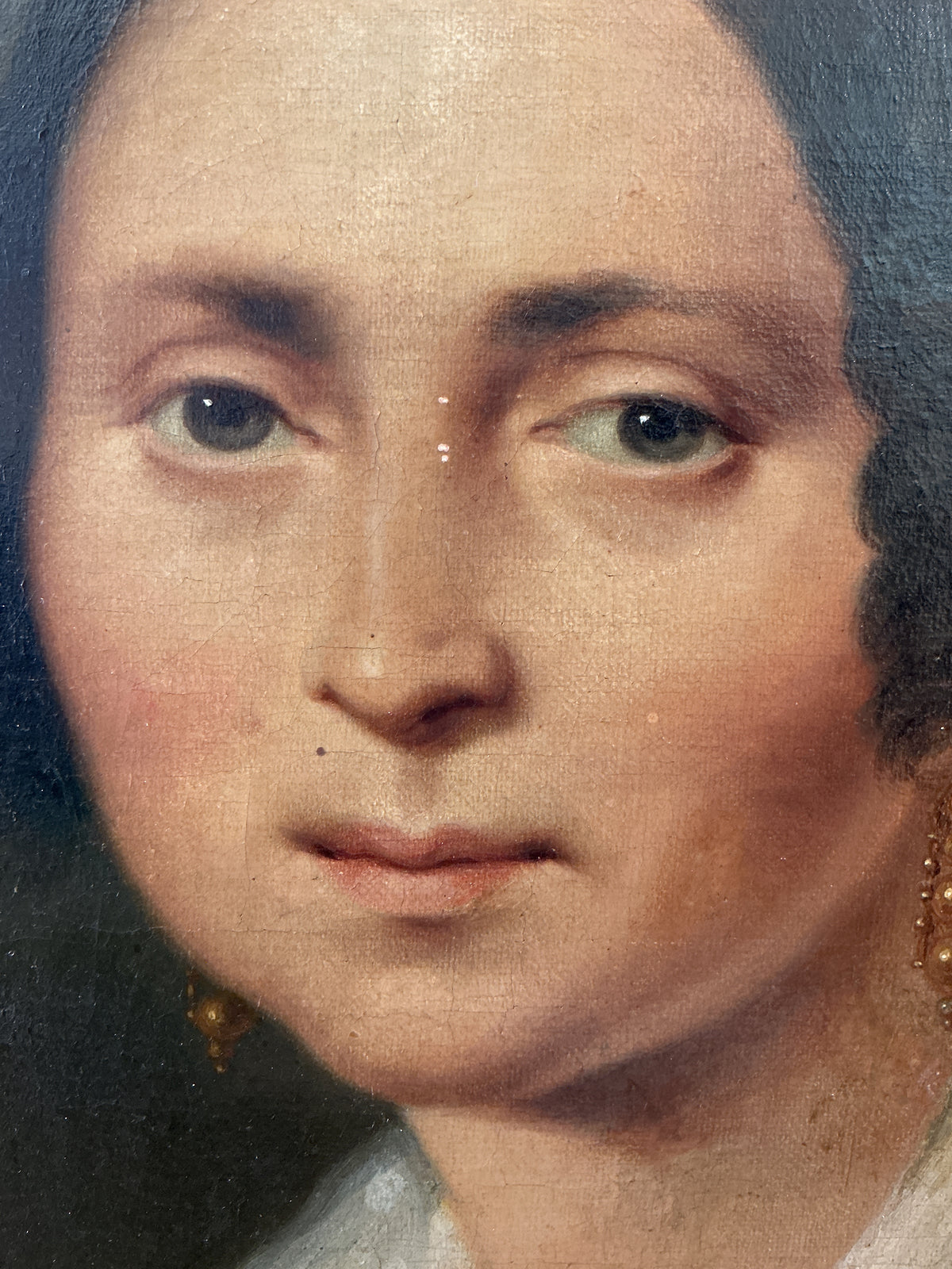 Pair of Carl Philipp Schwab 19th Century Gentleman and a Lady Biedermeier Couple Portrait Oil Paintings in Gilded Frames