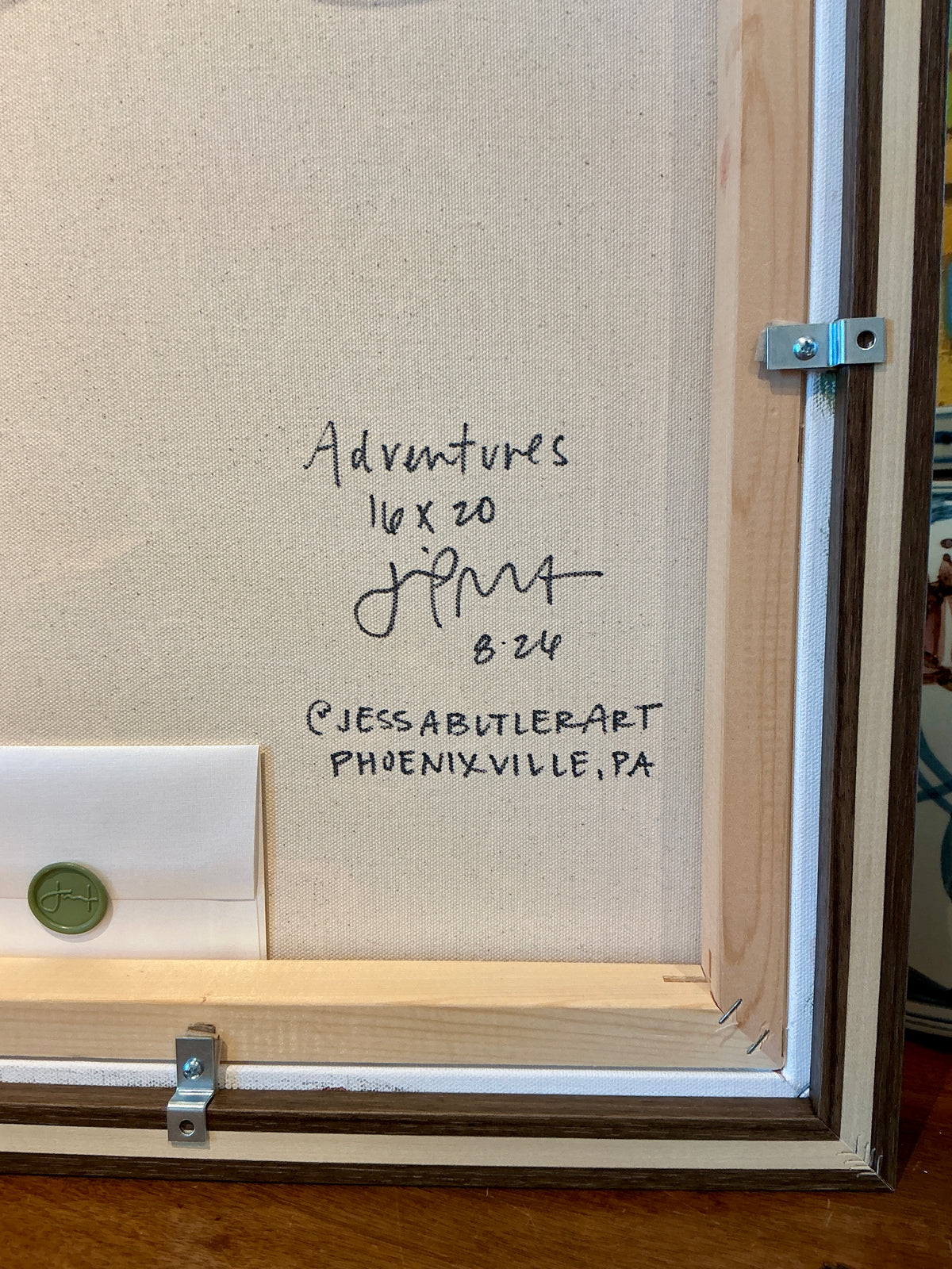 Jessa Butler Adventures Expressionist Botanical Painting in Wood Floater Frame