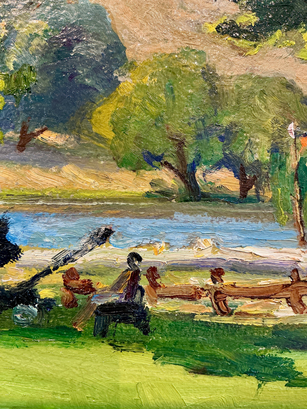 Youqing Wang Party in the Park Landscape Oil Painting in Gold Frame