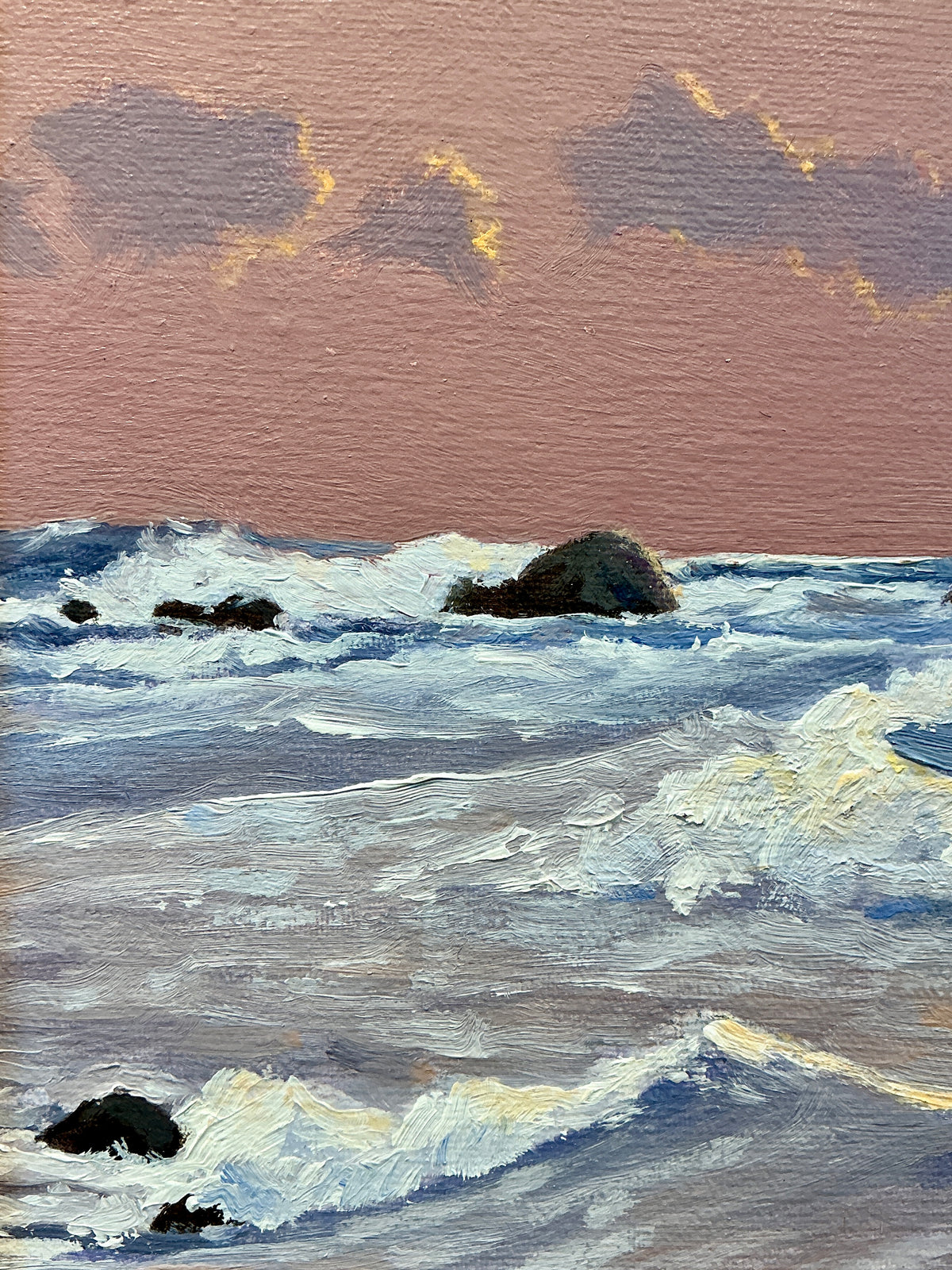 Anthony R. Thompson Maui Sunset Hawaii Seascape Oil Painting in Gold Frame