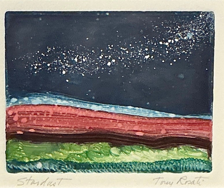 Tony Rosati Stardust Landscape Monotype in Silver Frame
