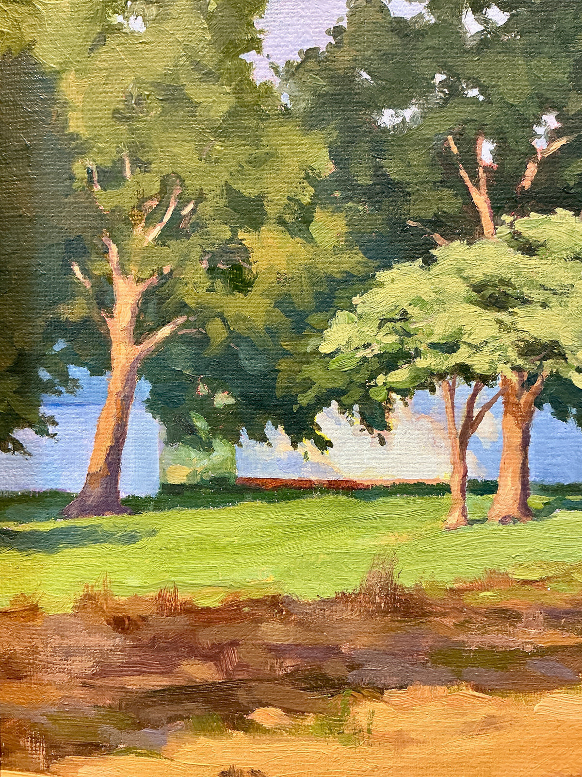 Anthony R. Thompson Early Shadows Landscape Oil Painting in Gold Frame