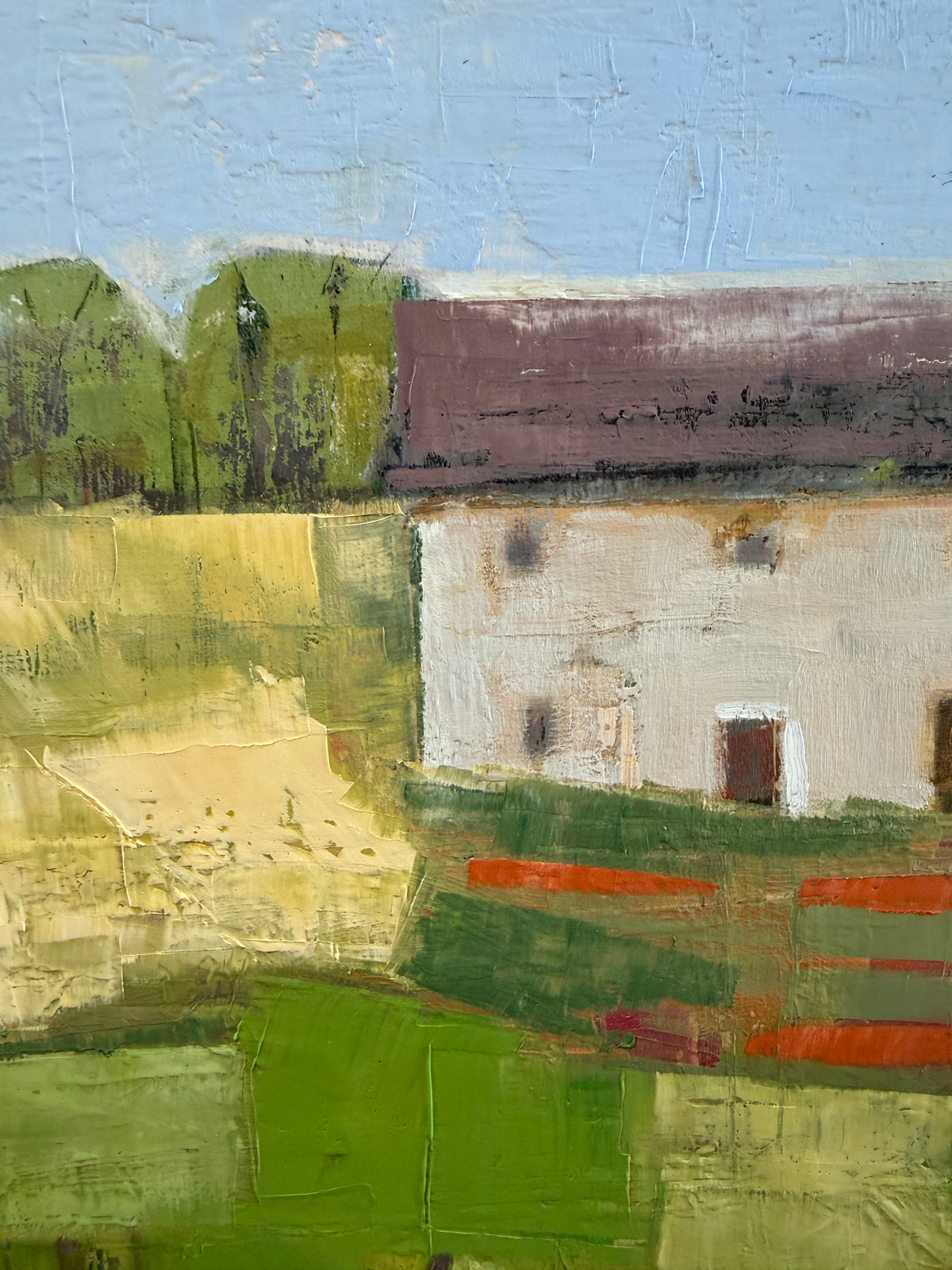 Carol Lesher Common Things Landscape Oil Painting in Natural Wood Floater Frame