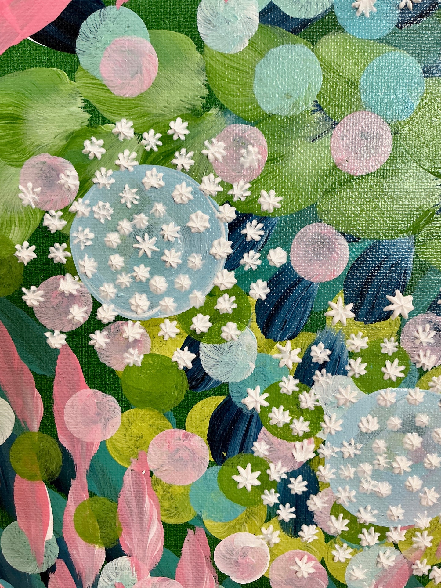 Alison Diamond McElroy June In Bloom II Abstract Floral Painting in Gold Frame