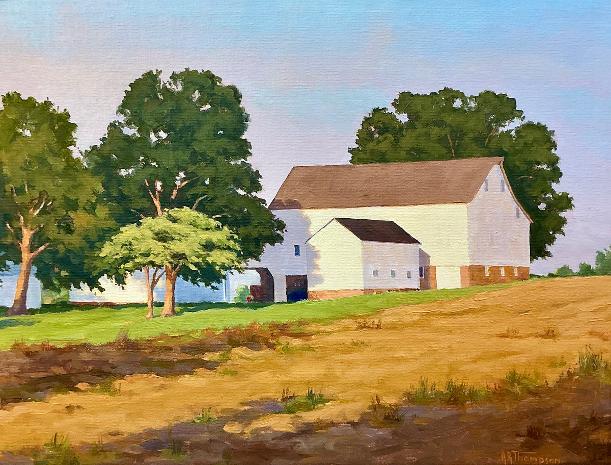 Anthony R. Thompson Early Shadows Landscape Oil Painting in Gold Frame