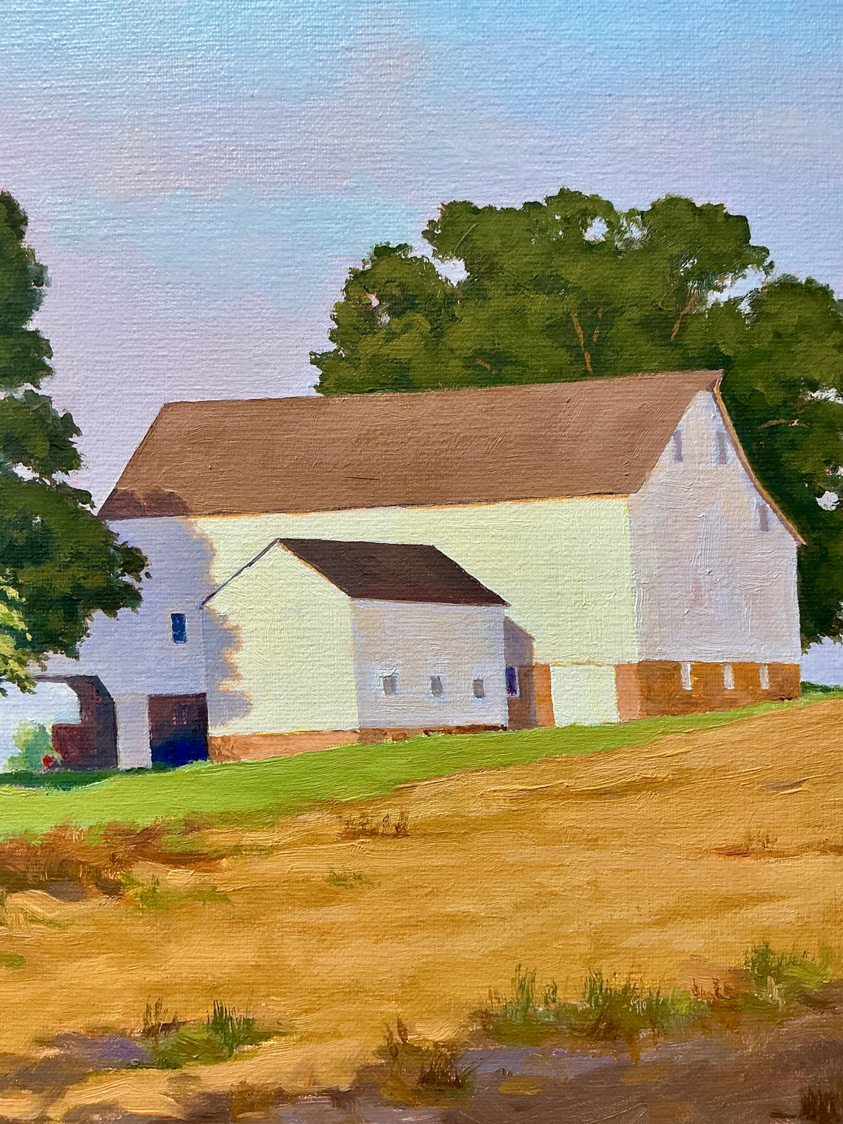 Anthony R. Thompson Early Shadows Landscape Oil Painting in Gold Frame