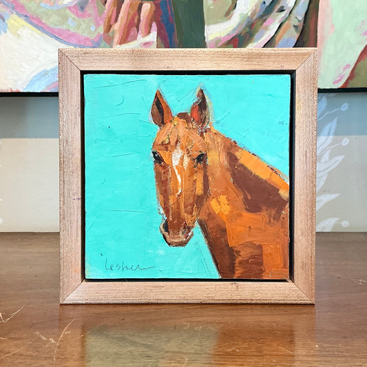 Carol Lesher Horse Portrait 1 Oil Painting in Wood Frame
