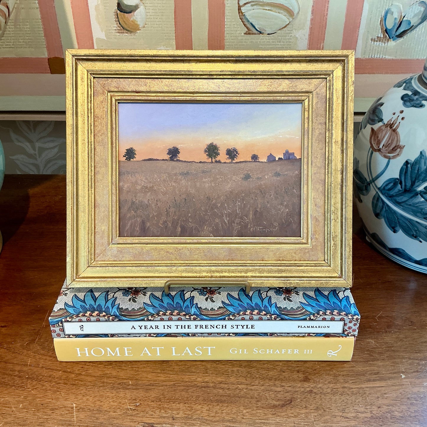 Anthony R. Thompson Early Morning Landscape Oil Painting in Gold Frame