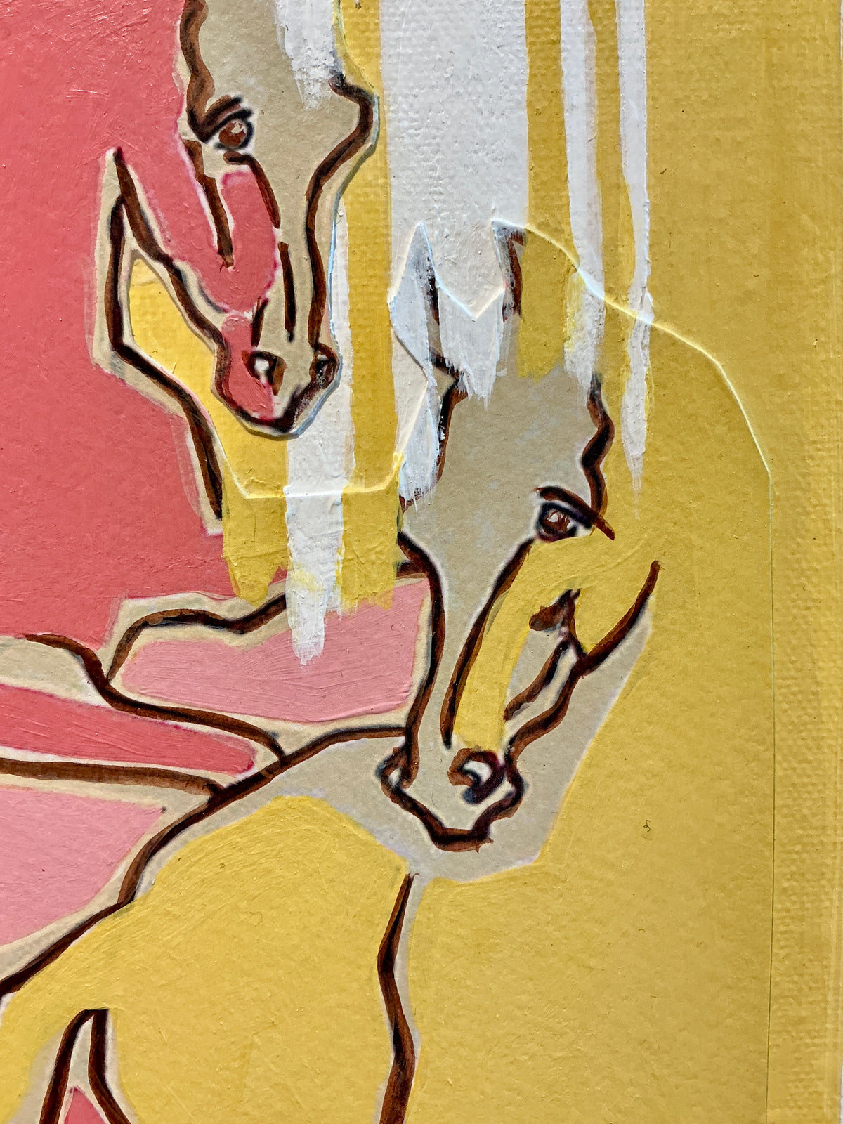 Heather Carey In Full Stride Horse Portrait Mixed Media in Gold Frame