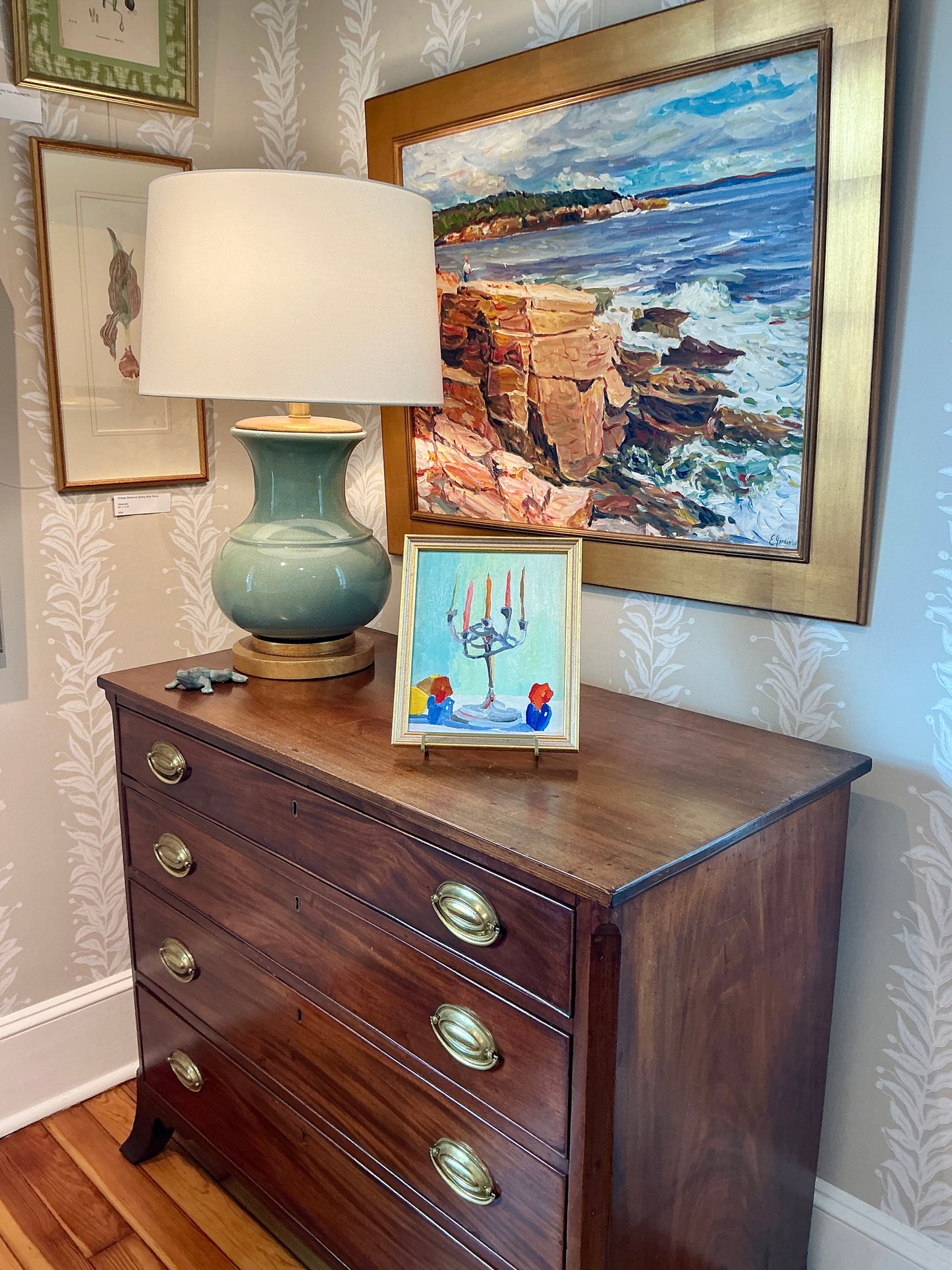 Gretchen McGinnis Little Celebration Still Life Oil Painting in Gold Frame