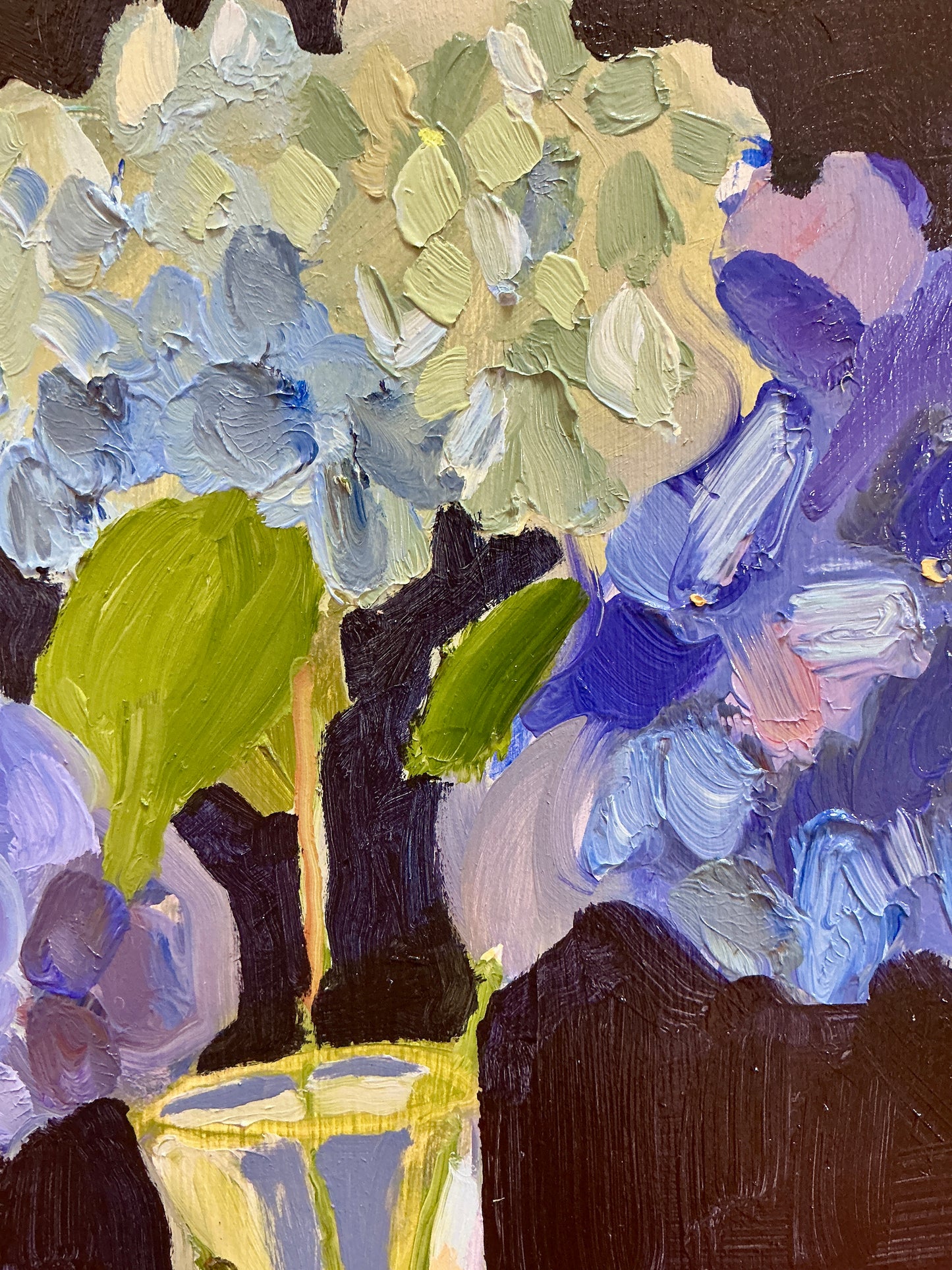 Gretchen McGinnis The Hydrangea Table Still Life Oil Painting in Gold Frame