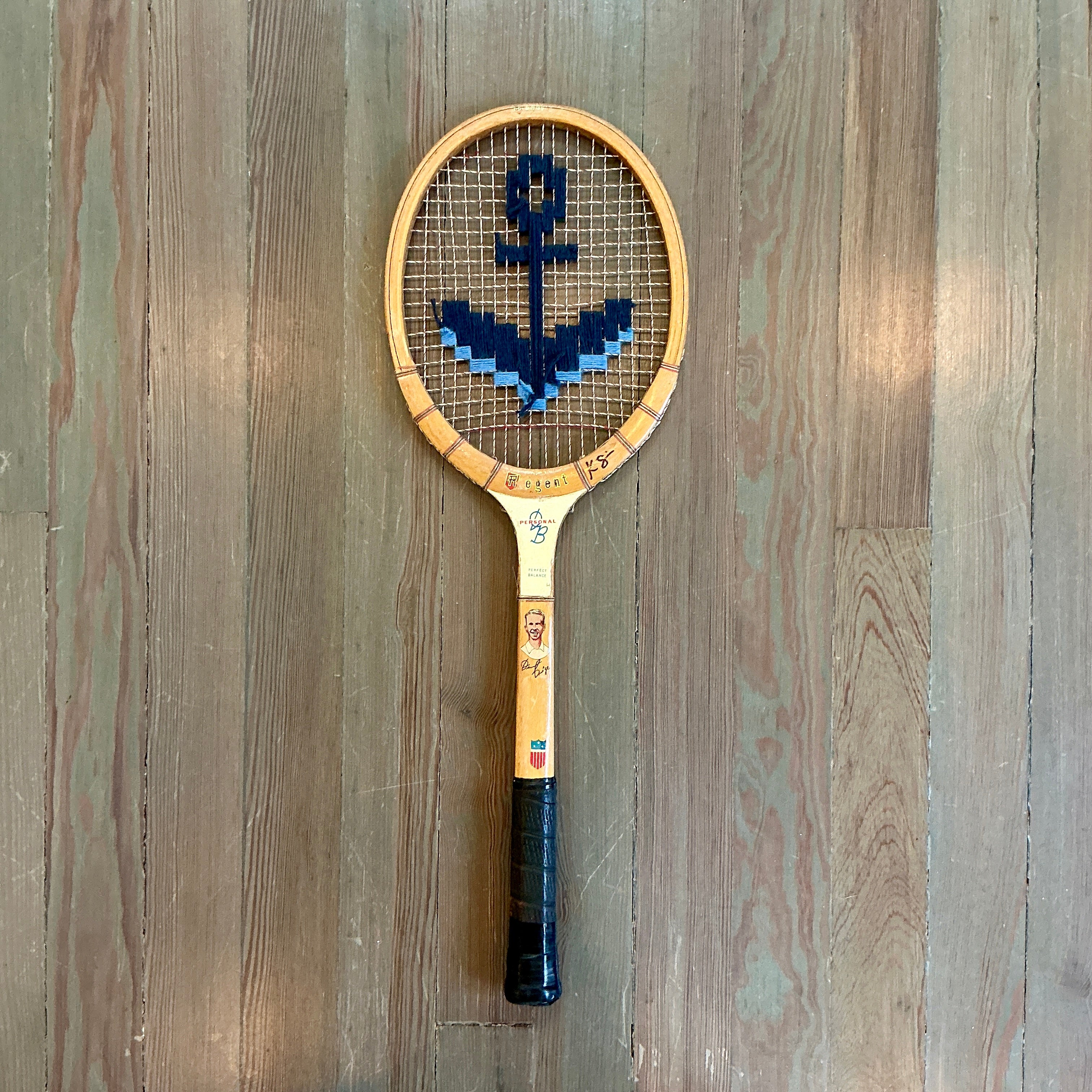 Vintage Embroidered Navy Anchor Tennis Racket – Sugartown Art and ...