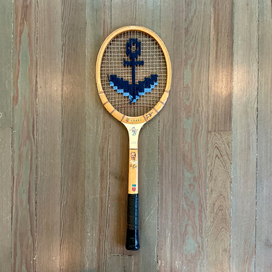 Vintage Embroidered Navy Anchor Tennis Racket