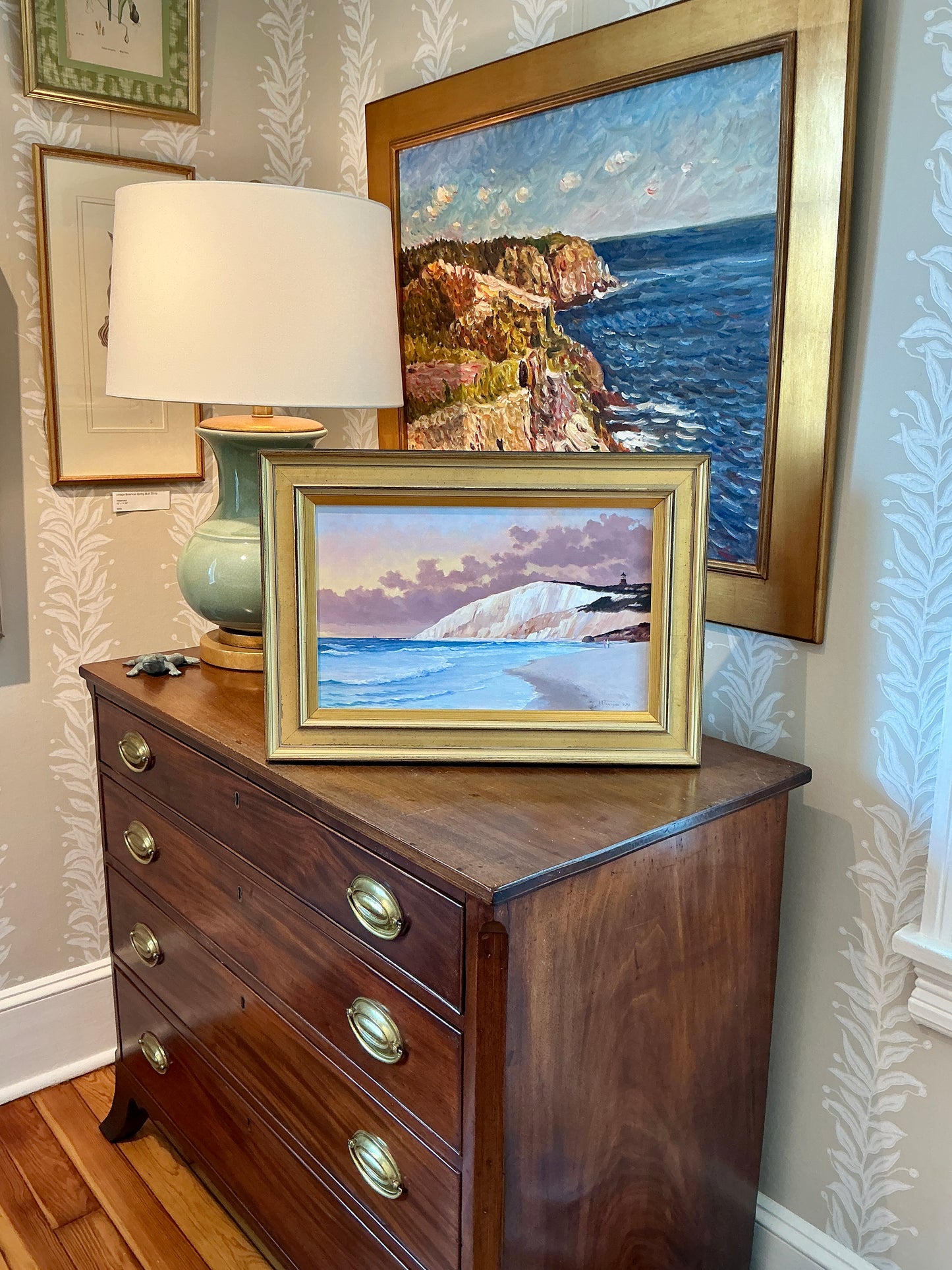 Anthony R. Thompson Surf Below Aquinnah Gay Head Coastal Landscape Oil Painting in Gold Frame