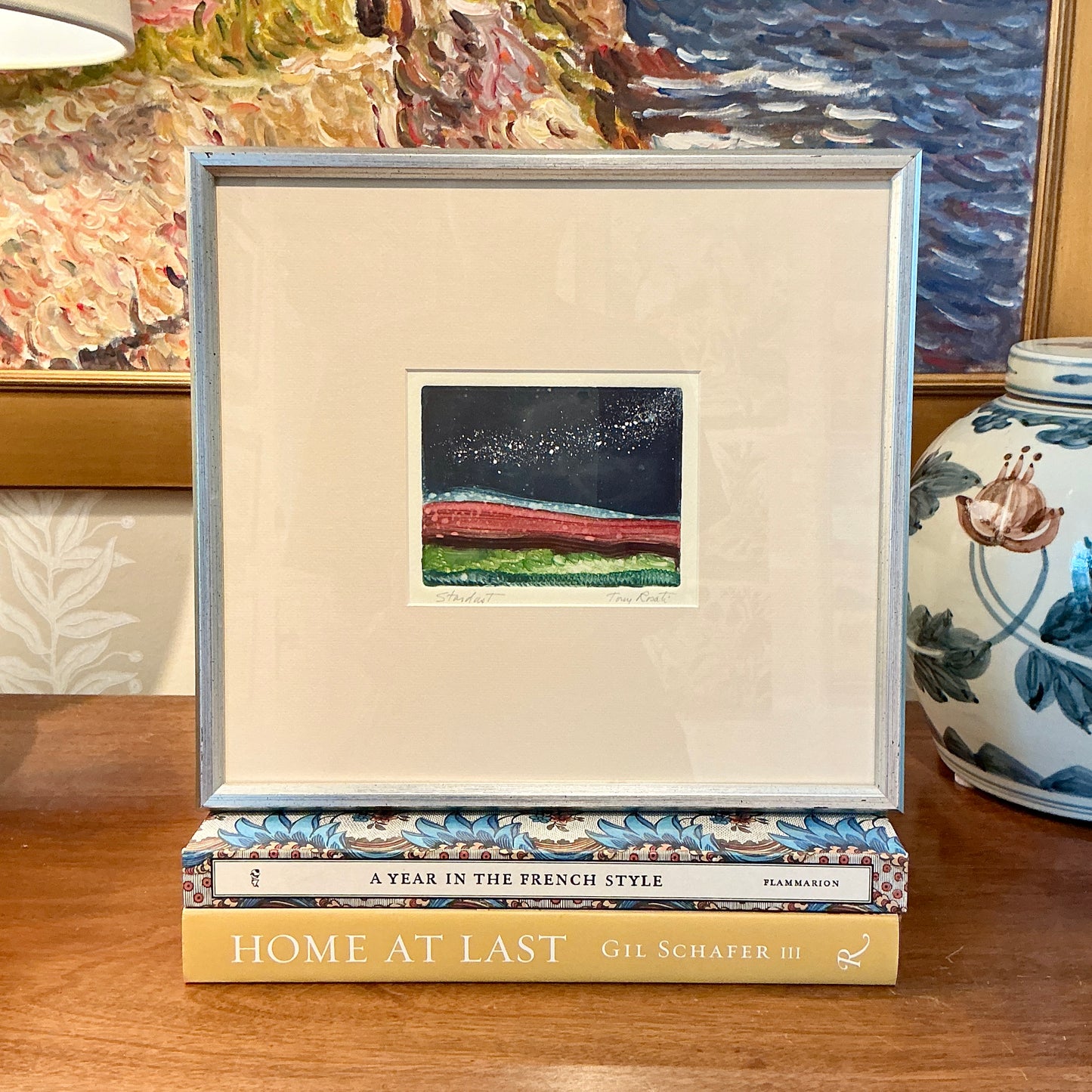 Tony Rosati Stardust Landscape Monotype in Silver Frame