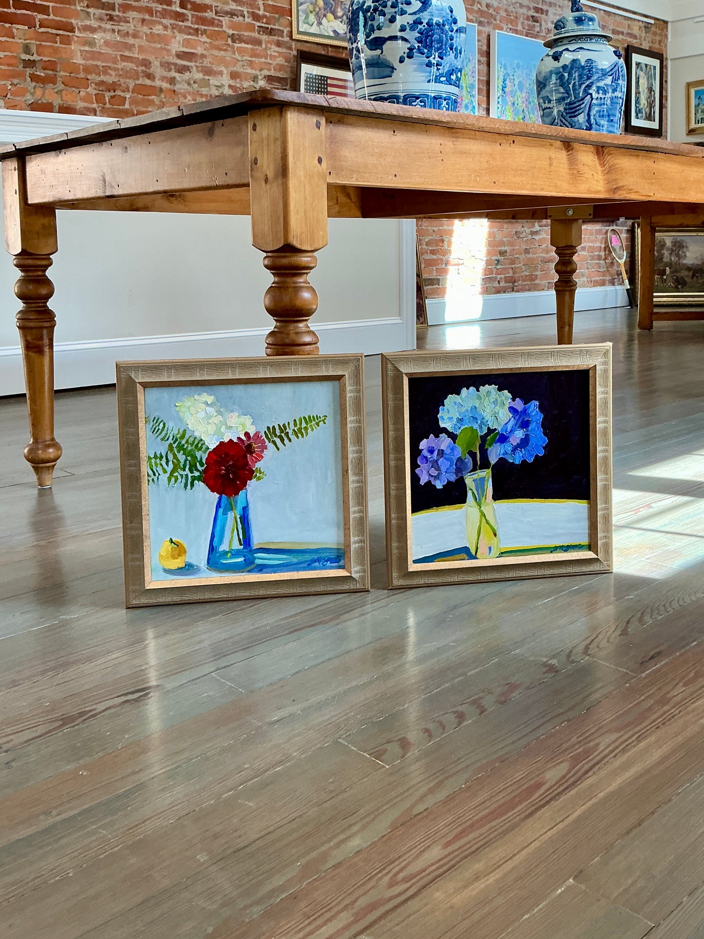 Gretchen McGinnis The Red Dahlia Still Life Oil Painting in Gold Frame
