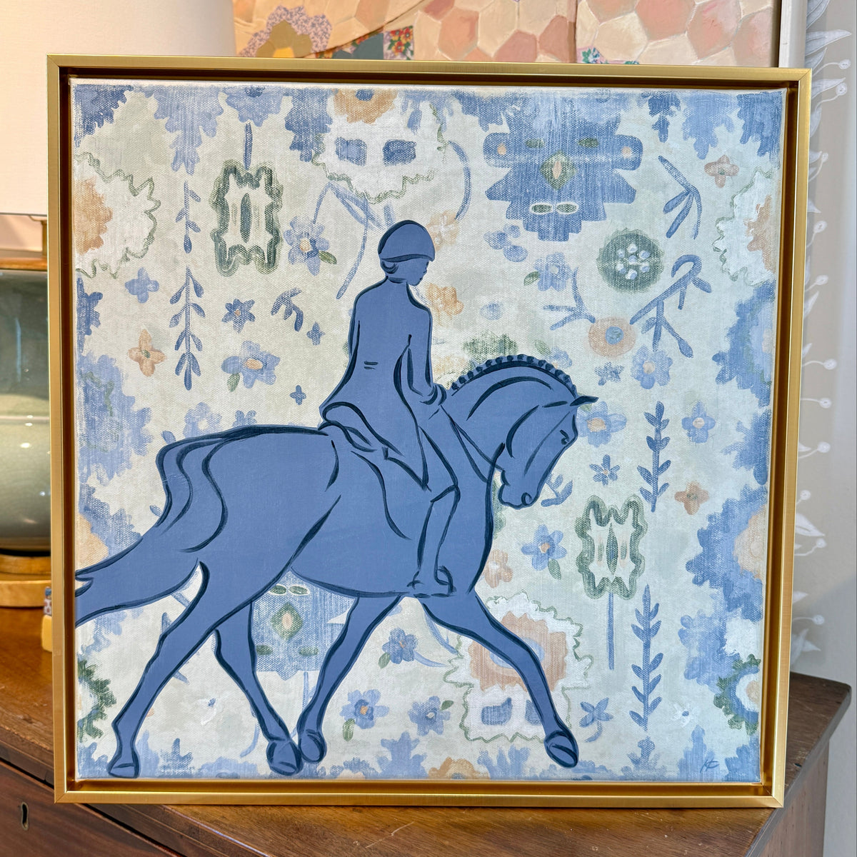 Heather Carey In Good Form Horse Portrait Mixed Media in Gold Floater Frame
