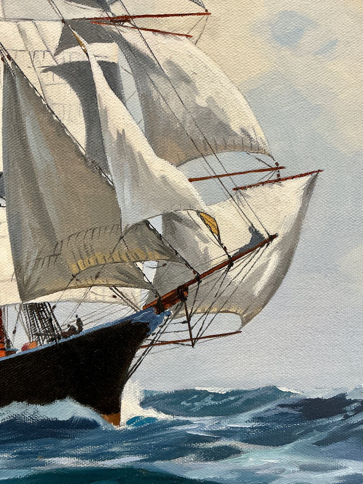 Jack Banham Coggins American Clipper Challenger Ship Portrait Seascape Oil Painting in Gold Frame
