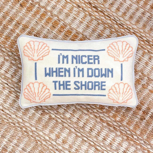 "I'm Nicer When I'm Down the Shore" Needlepoint Pillow