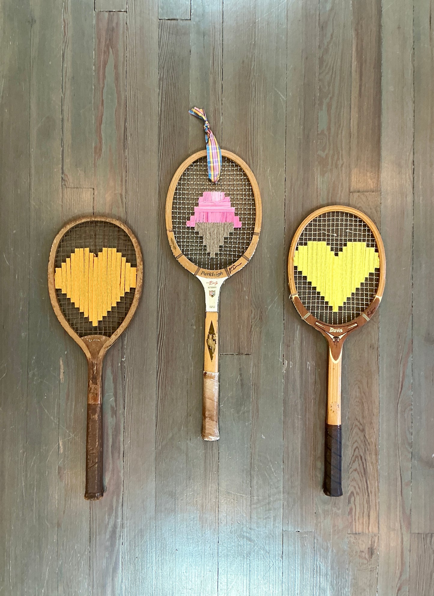 Vintage Embroidered Strawberry Ice Cream Tennis Racket