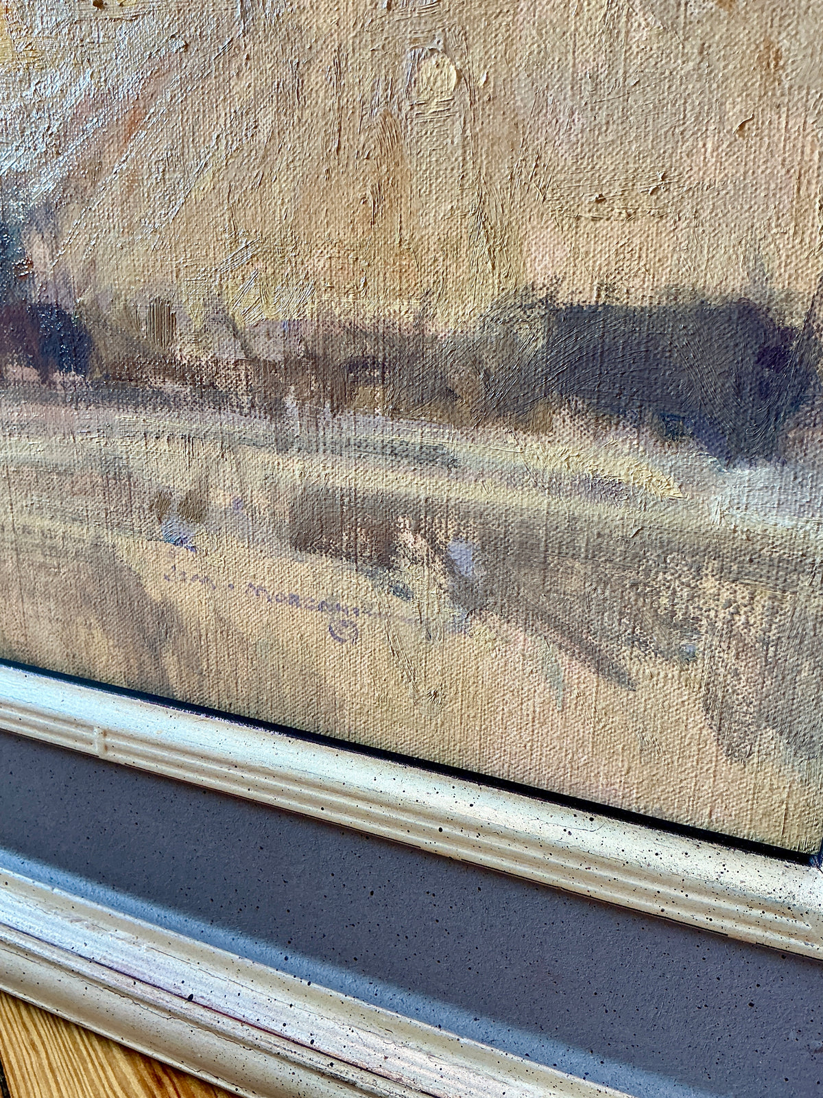 Jim Morgan Saltgrass Sultan Landscape Oil Painting in Silver and Blue Frame