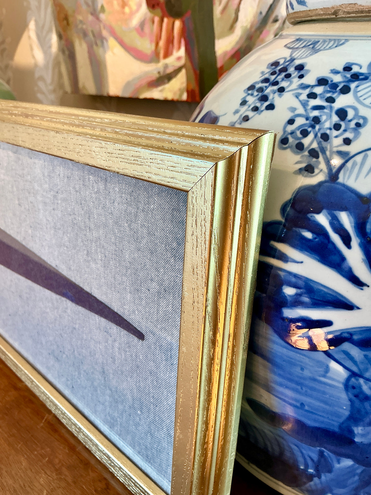 Vintage Buffalo New York Pennant on Light Blue in Gold Frame