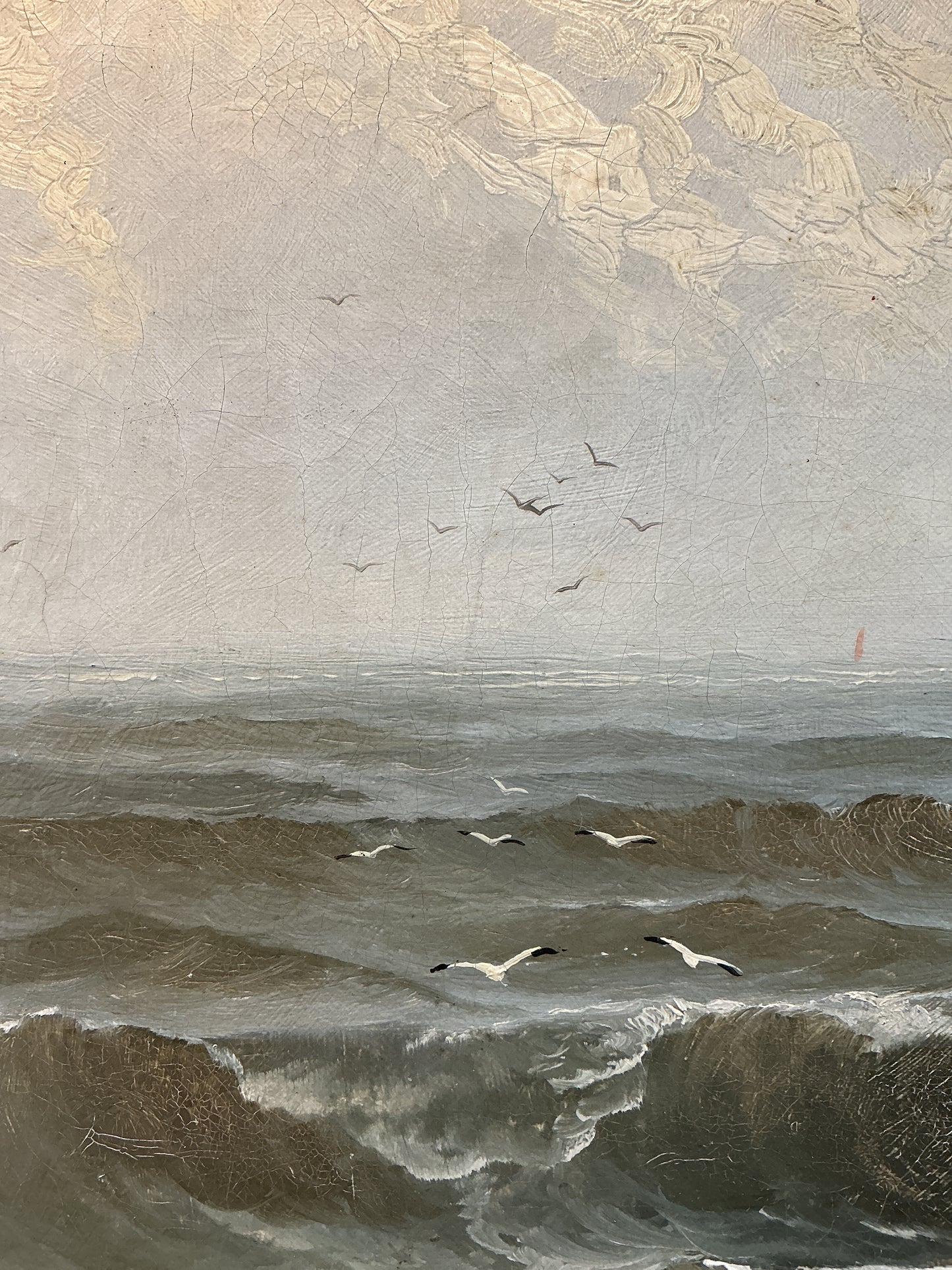 Clarence Henry Roe 19th Century Red Sail Sailboats in Seascape Oil Painting in Gold Frame