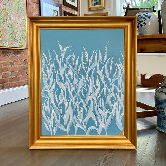 Alison Diamond McElroy Hadley In Blue I Abstract Floral Painting in Gold Frame