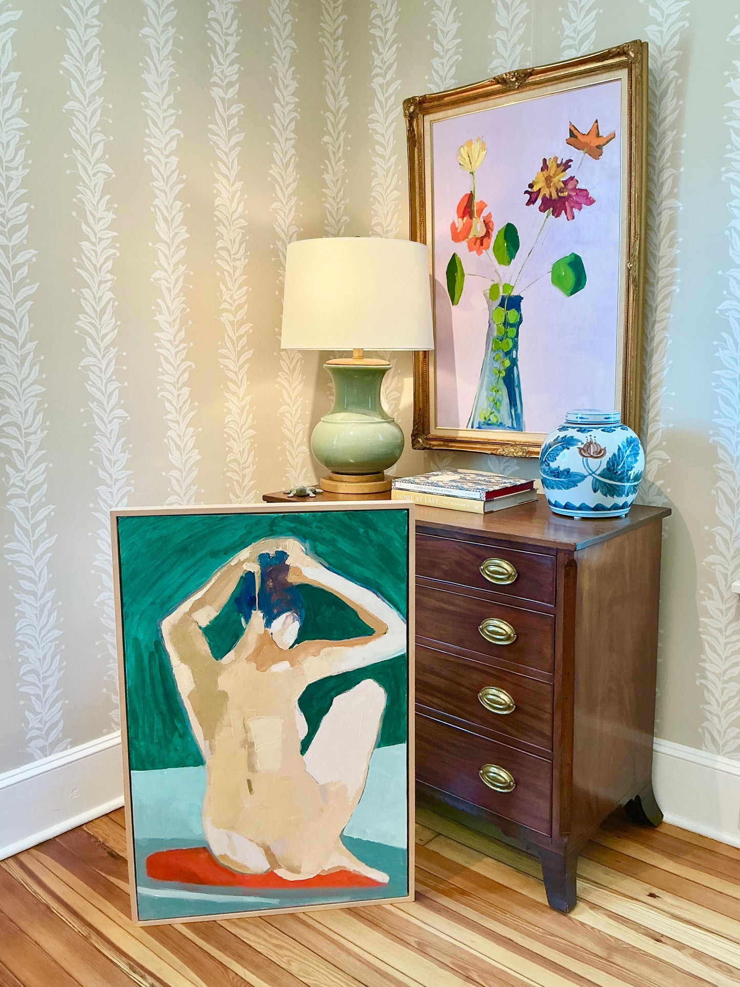 Gretchen McGinnis Her Shapes Nude Portrait in Wood Floater Frame