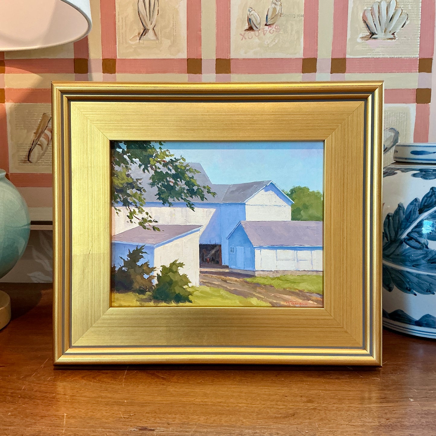 Anthony R. Thompson September Shadows Landscape Oil Painting in Gold Frame