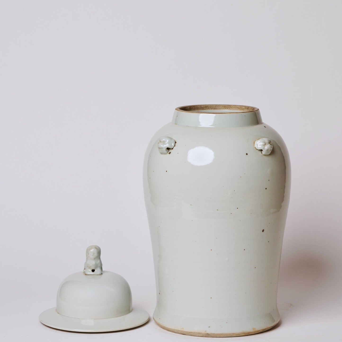 Rustic Creamy White Porcelain Temple Jar