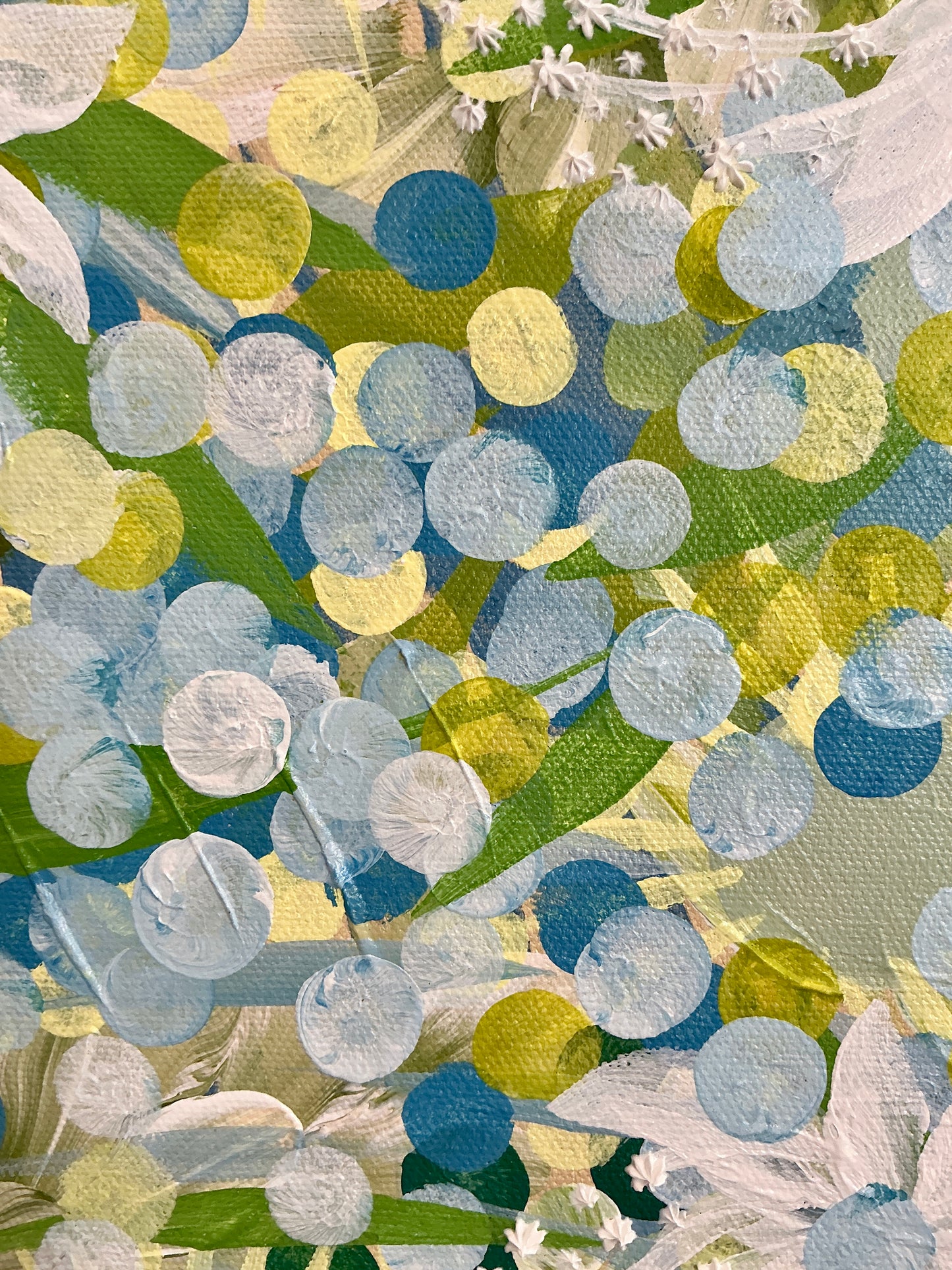 Alison Diamond McElroy Poolside Abstract Floral Painting in Gold Floater Frame